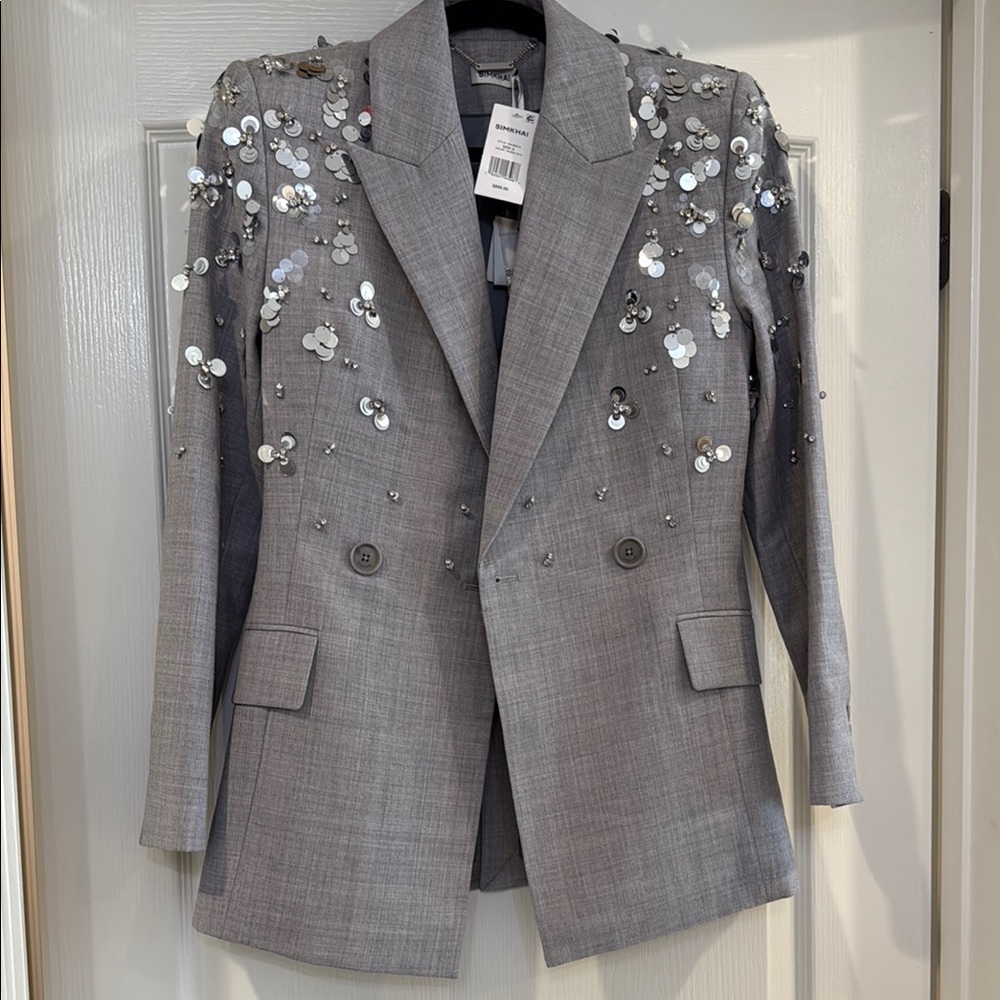 Simkhai Gray Blazer with Sequin Embellishments